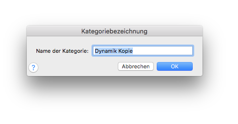 Dialogbox Kategoriebezeichnung